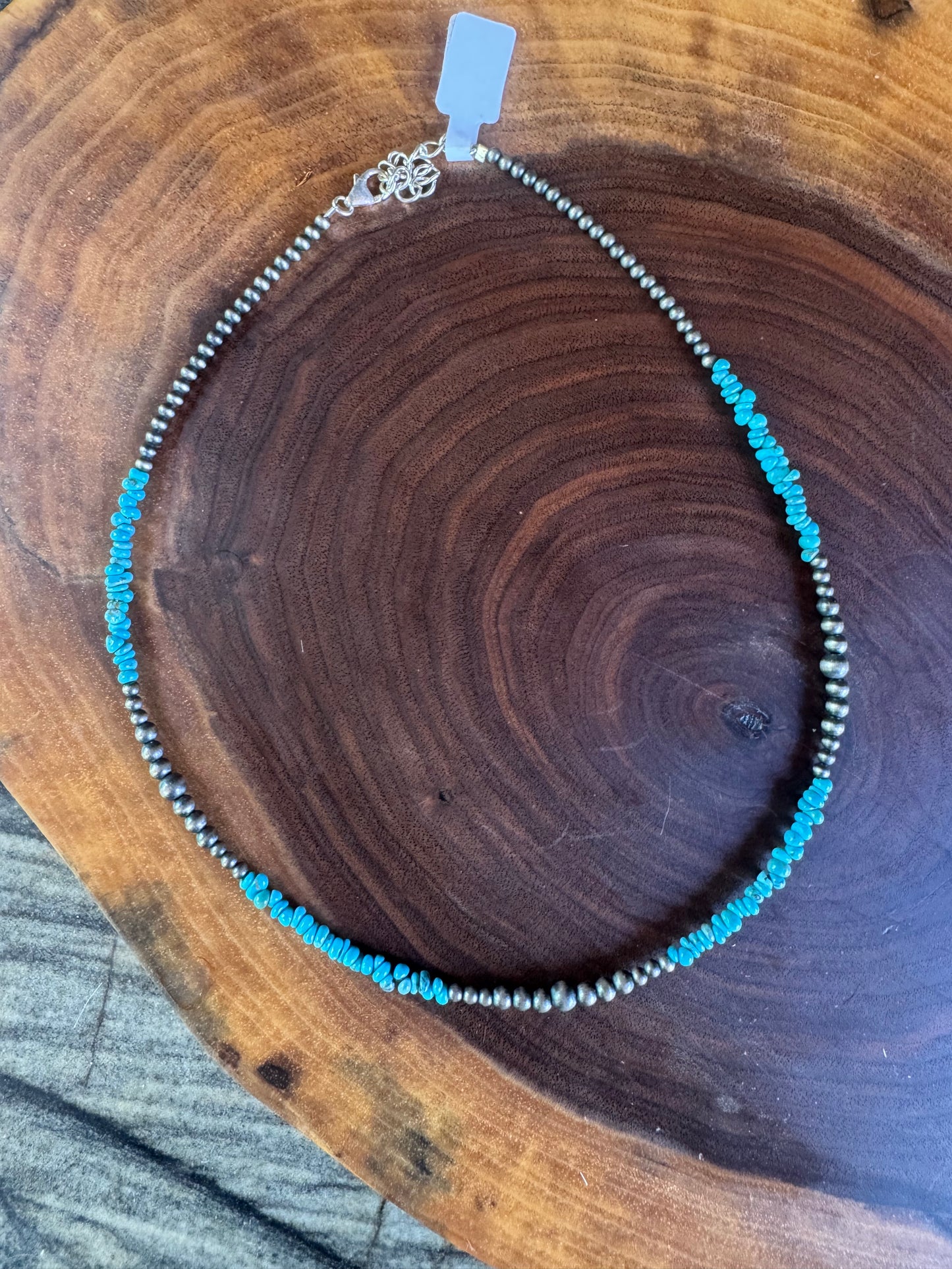 Turquoise and Silver Beaded Necklace