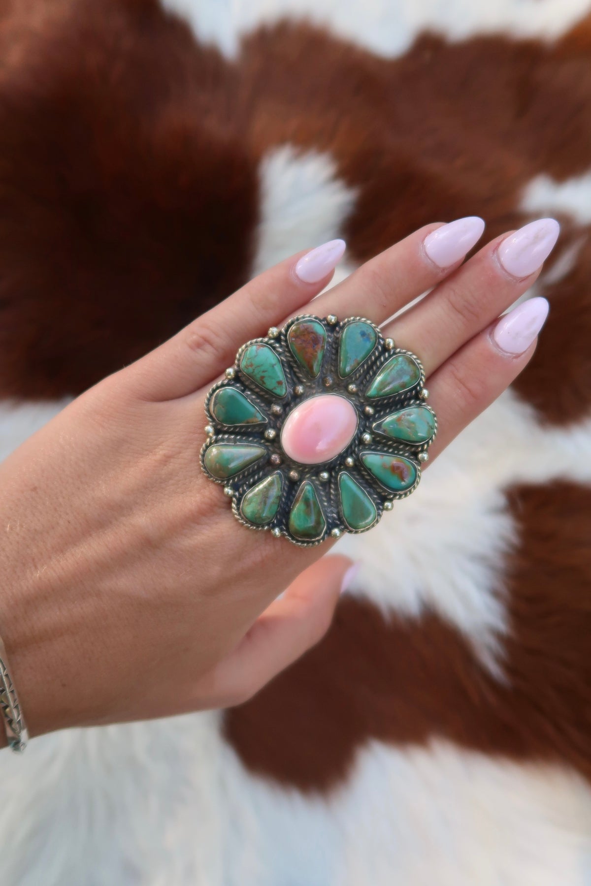 Adjustable Cluster Ring- German Silver