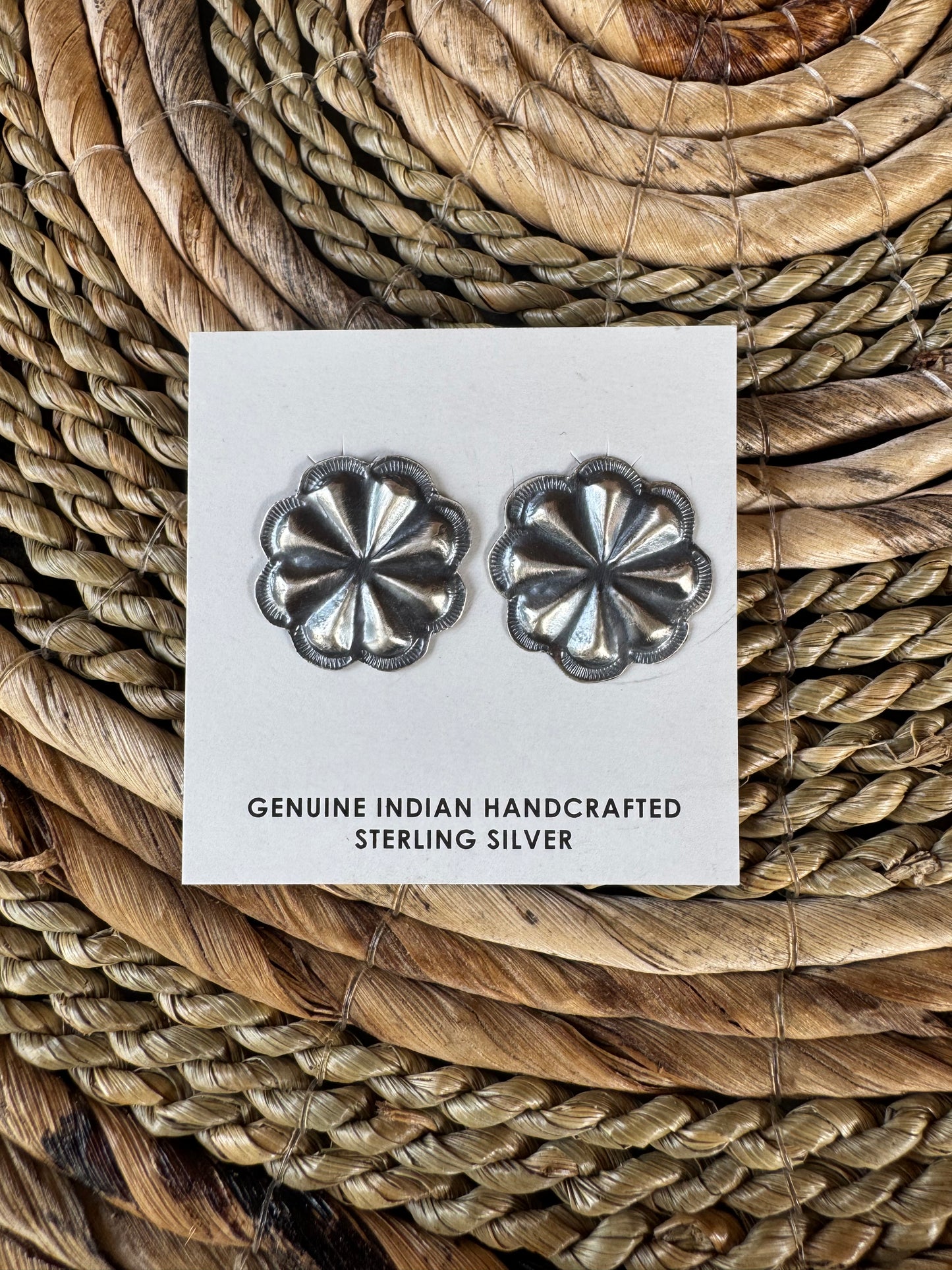 Sterling Silver Concho Stud Earrings