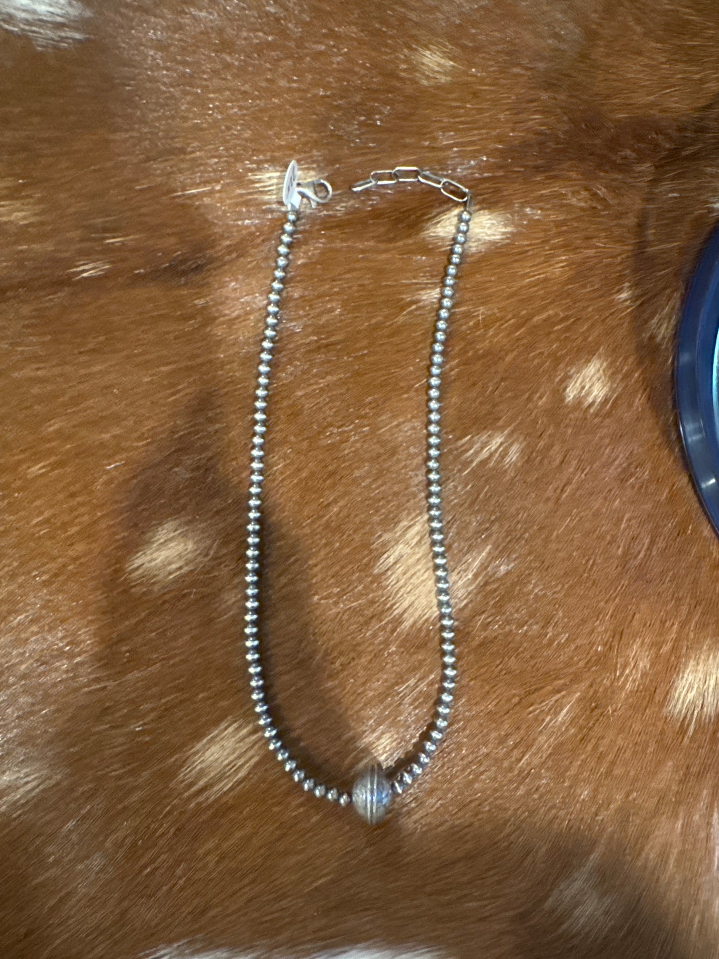 Dime Bead Sterling 16inch Adjustable Necklace