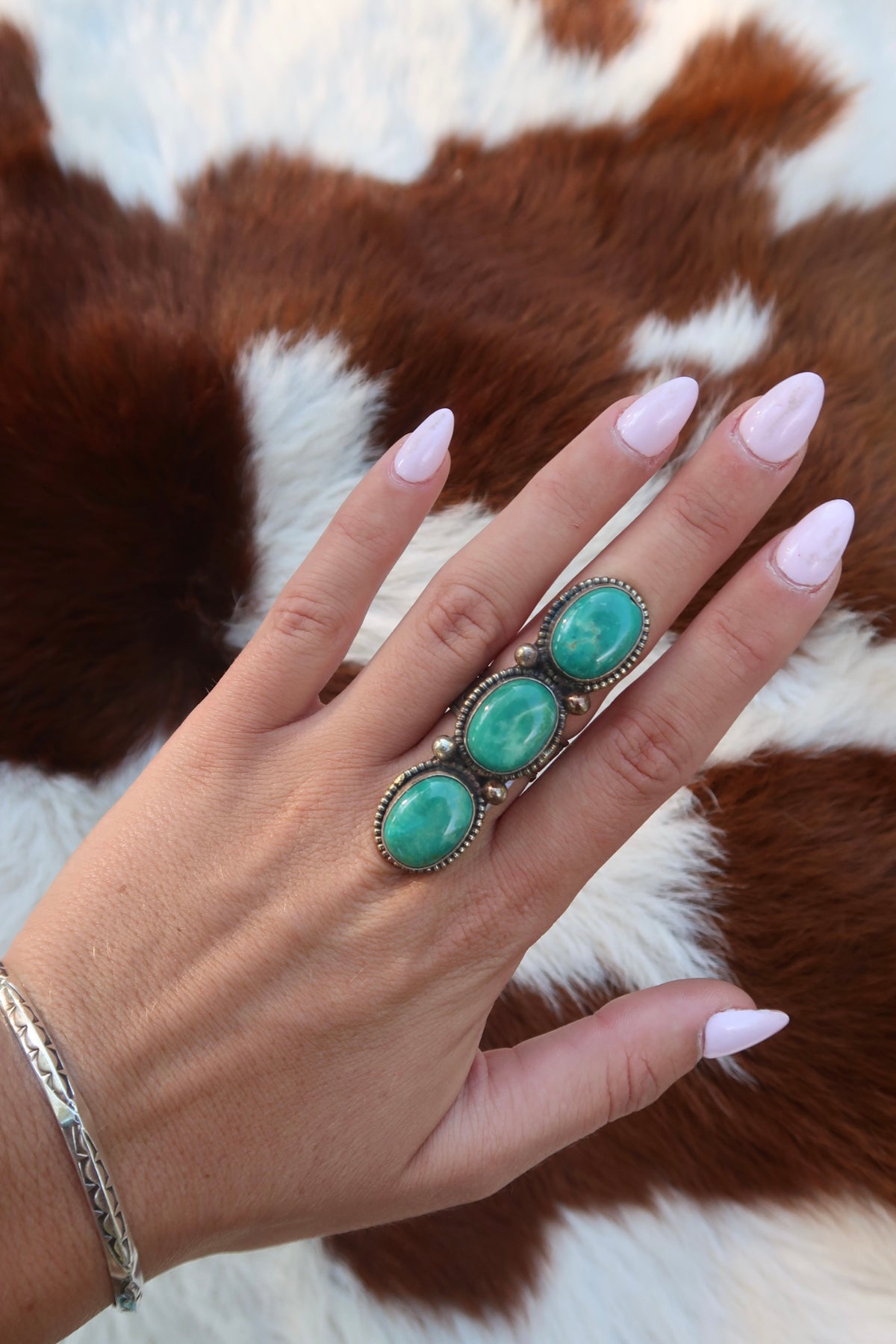 German Silver Three Stone Ring
