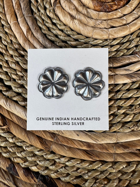 Sterling Silver Concho Stud Earrings