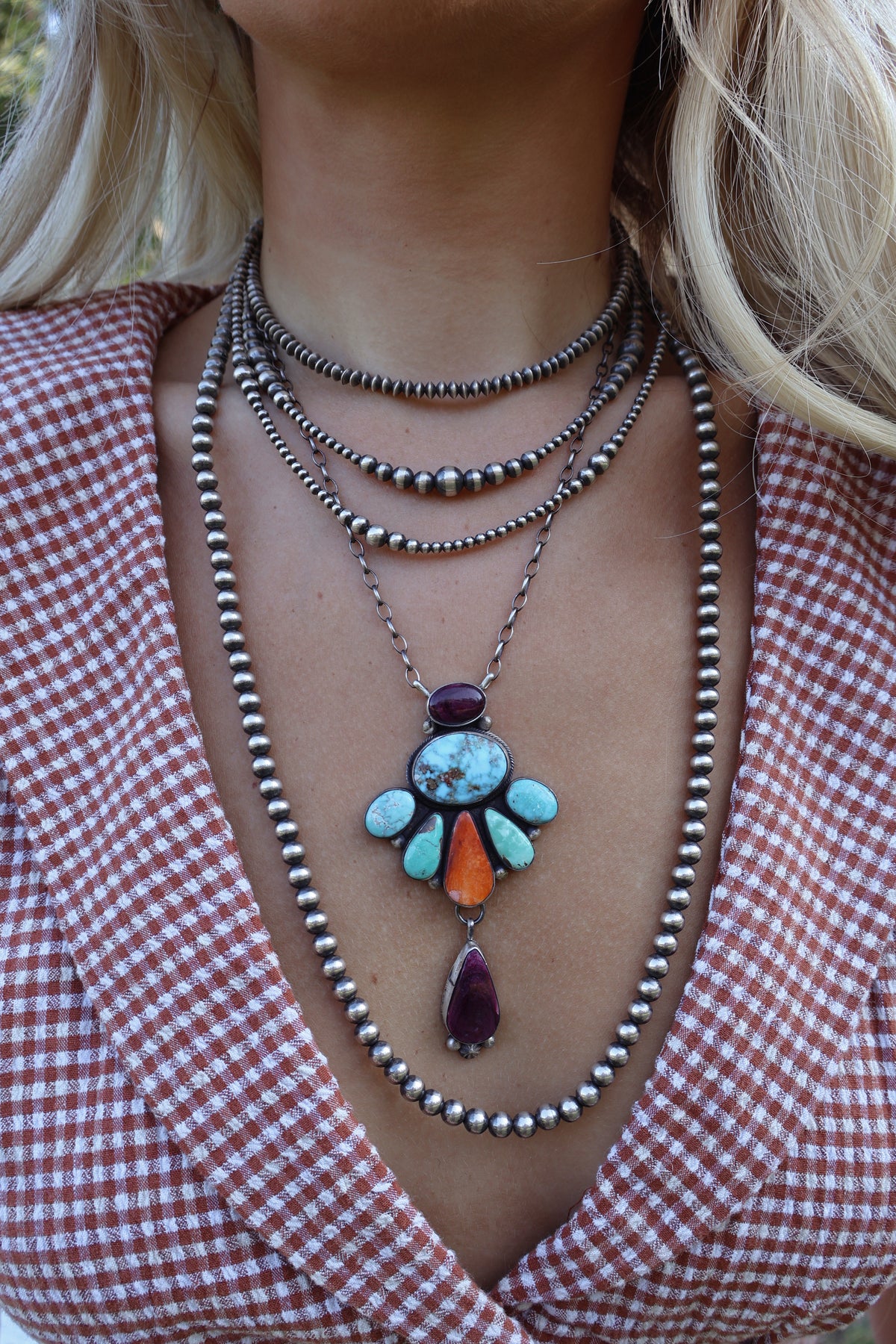 Multi Stone Drop Necklace