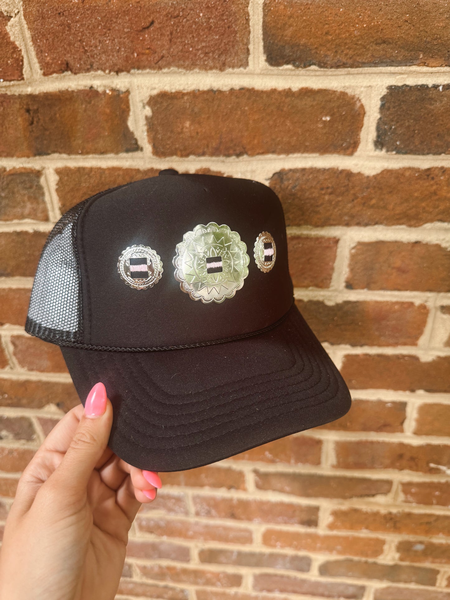 Black Multi Concho Hat