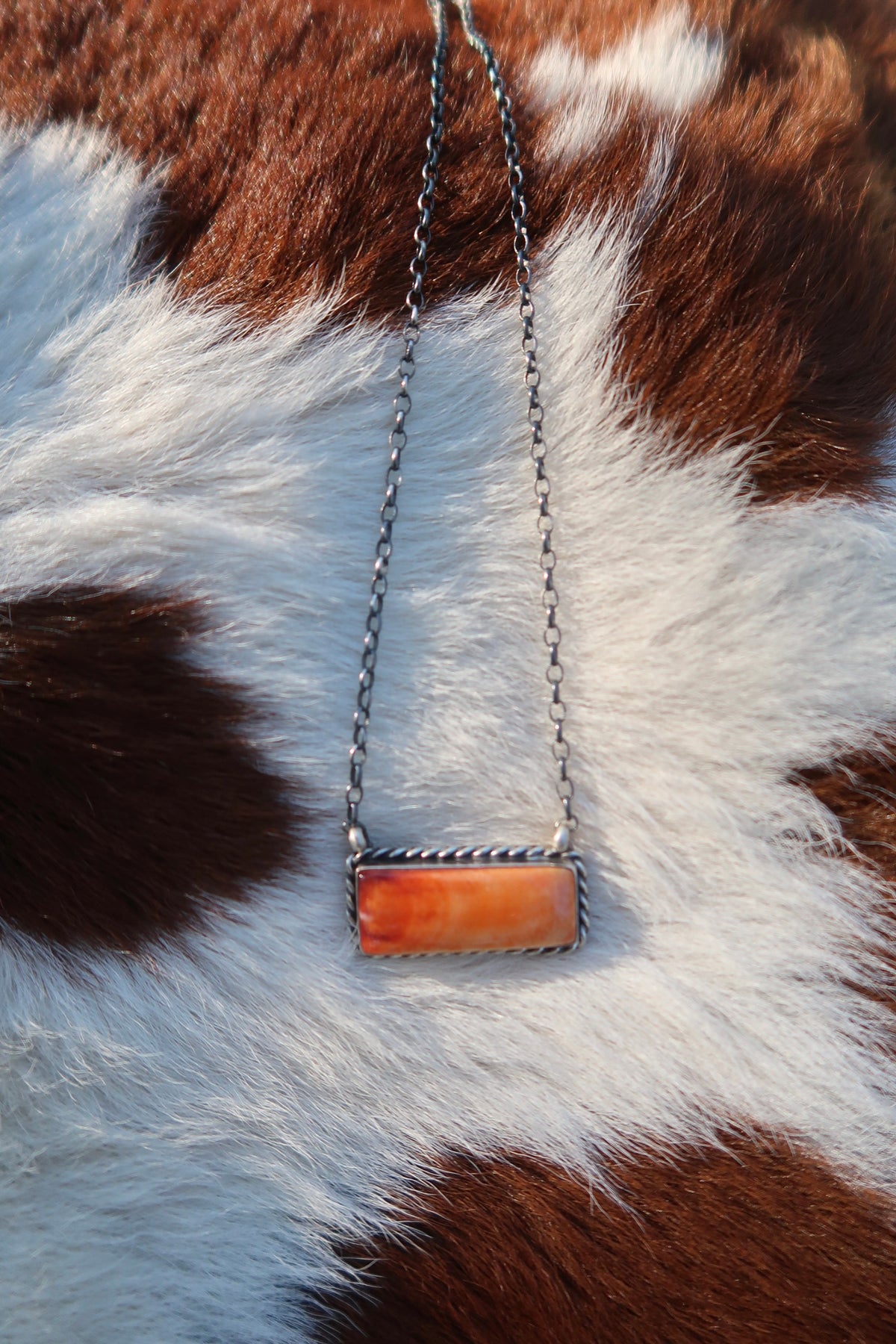 Orange Spiny Bar Necklace
