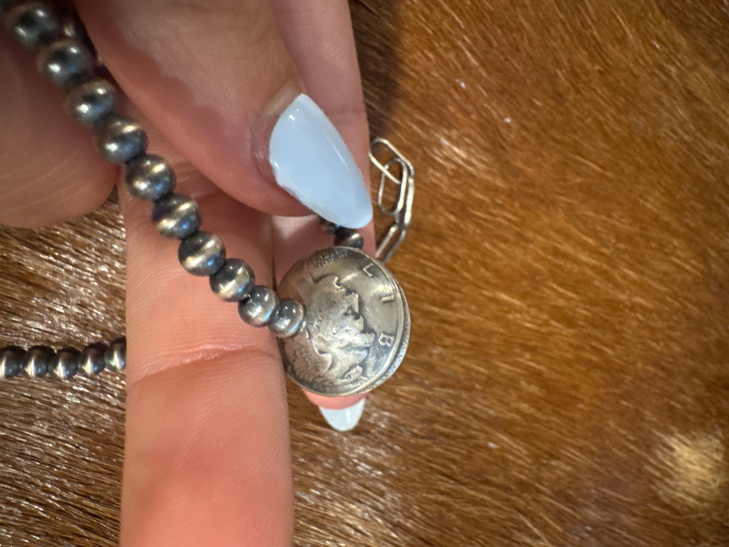 Dime Bead Sterling 16inch Adjustable Necklace