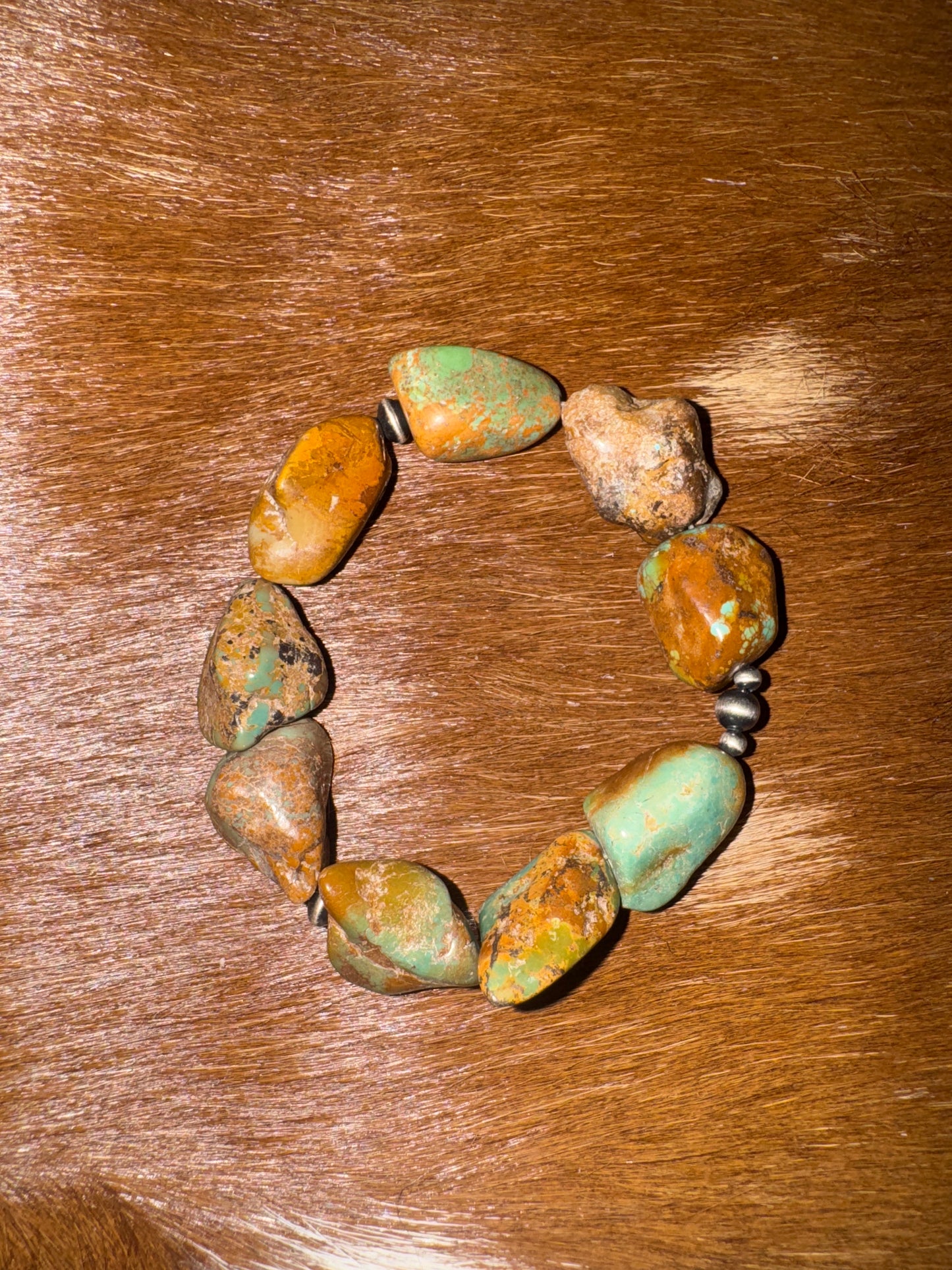 Turquoise Nugget and Sterling Silver Bracelet