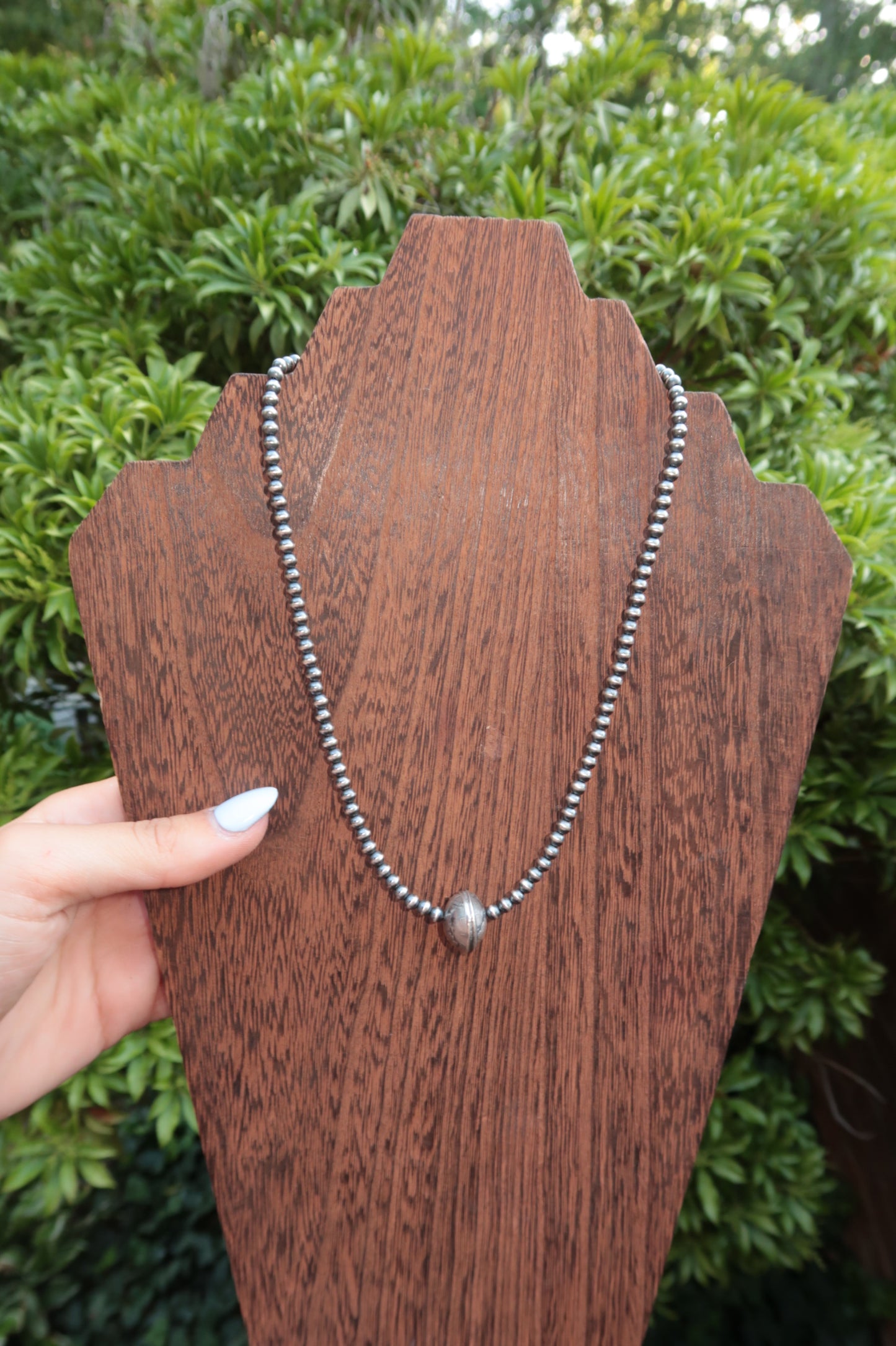 Dime Bead Sterling 16inch Adjustable Necklace