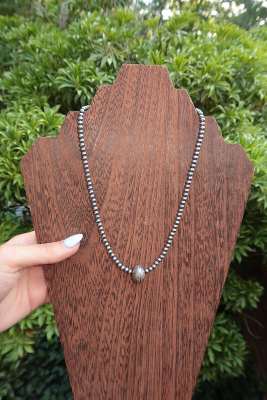 Dime Bead Sterling 16inch Adjustable Necklace
