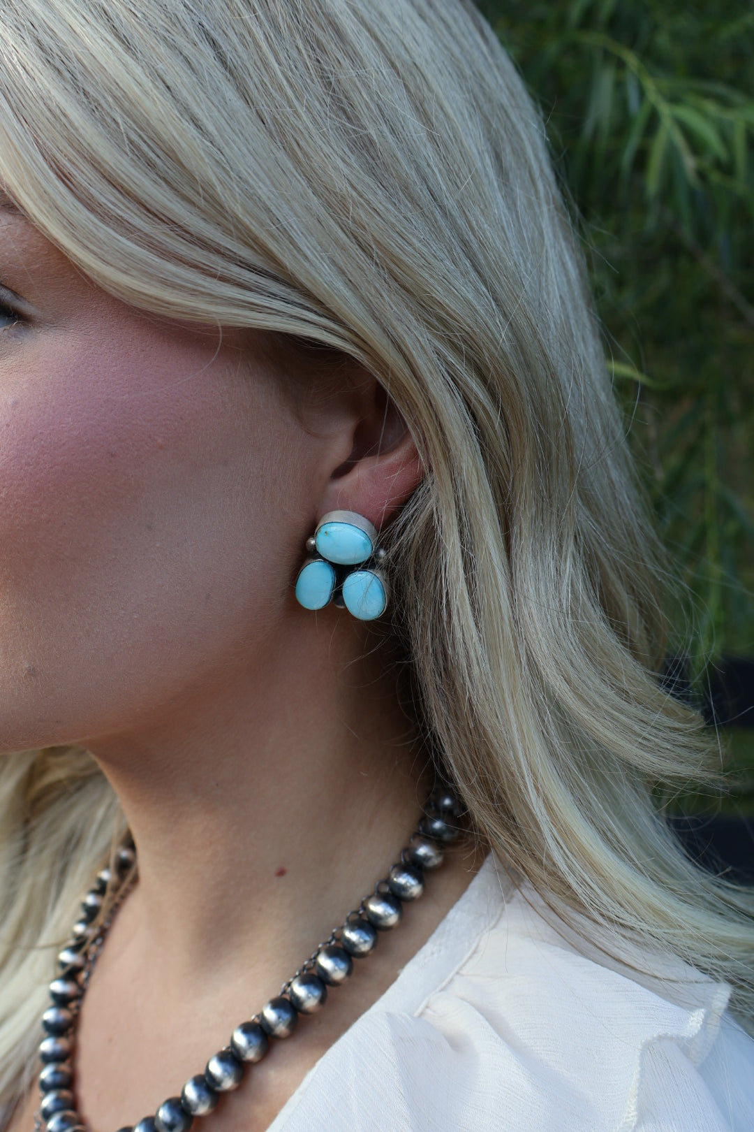 Three Stone Cluster Earrings