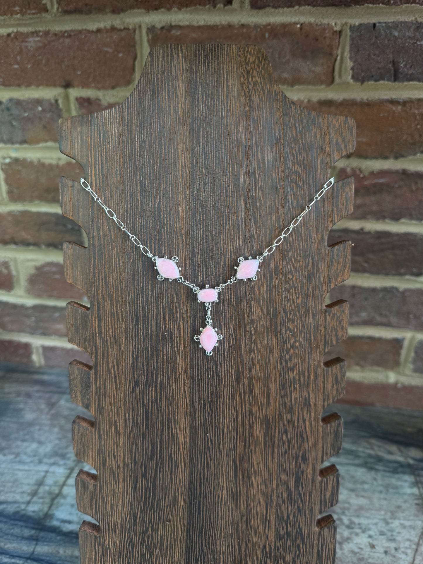 Pink Conch Four Stone Necklace