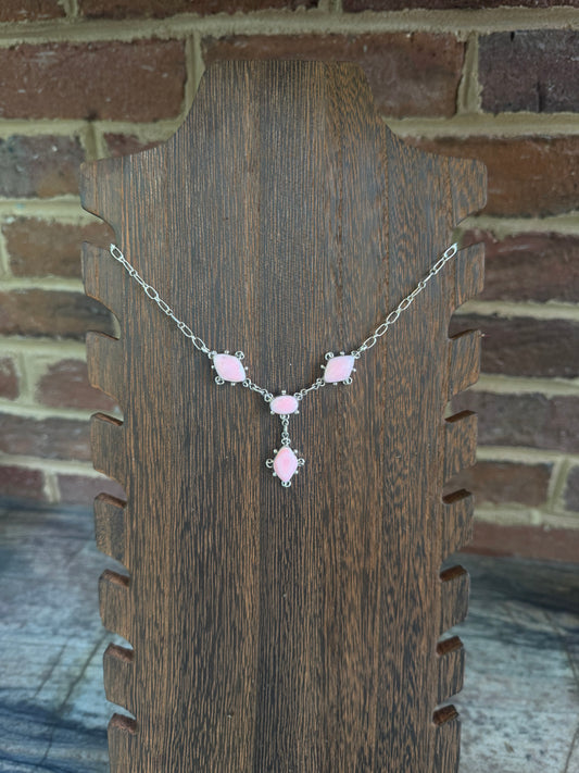 Pink Conch Four Stone Necklace