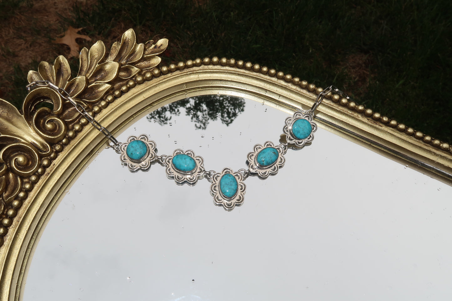 Stamped Turquoise Choker 2
