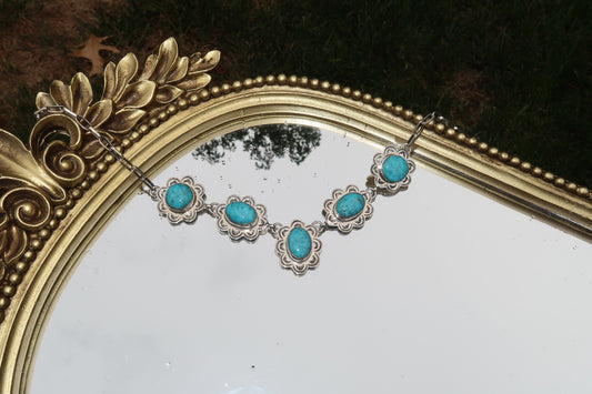 Stamped Turquoise Choker 2