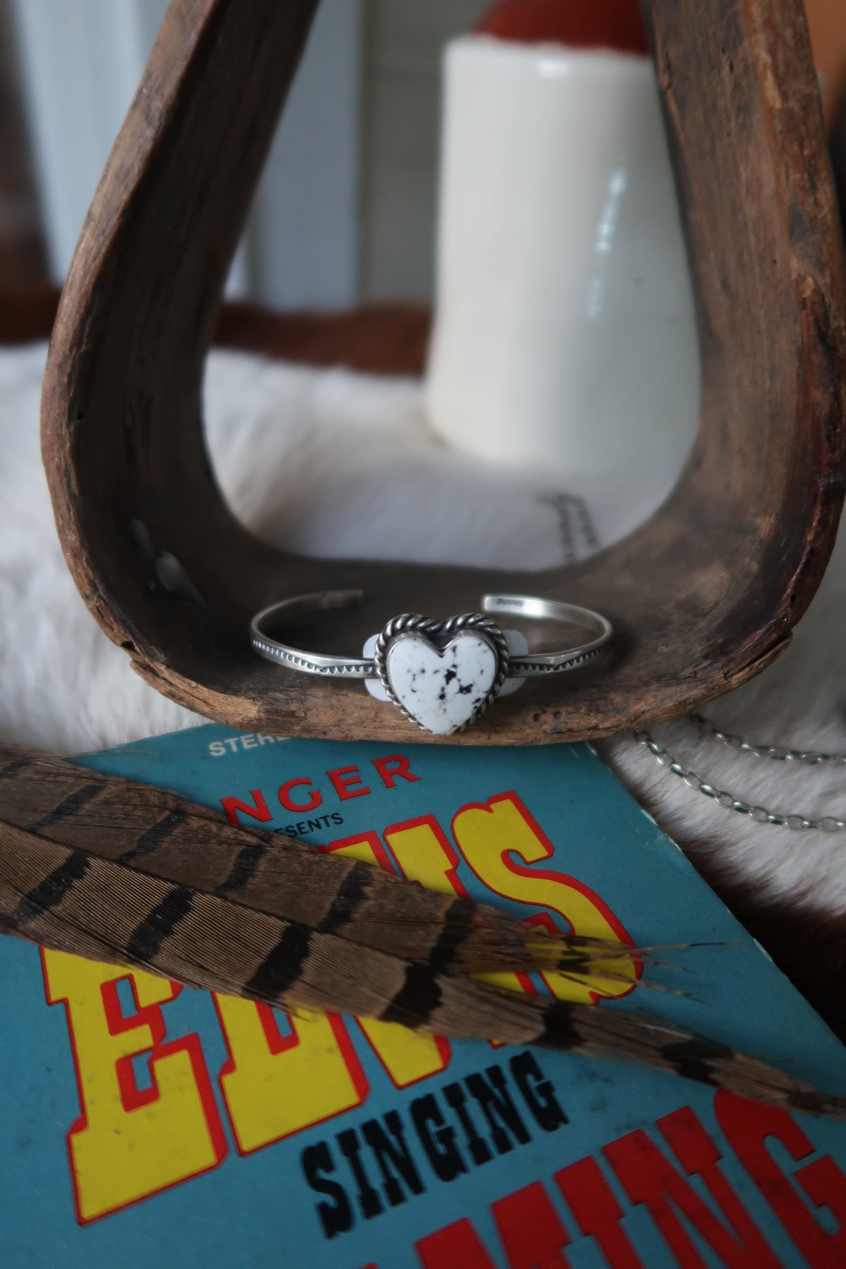 White Buffalo Heart Cuff