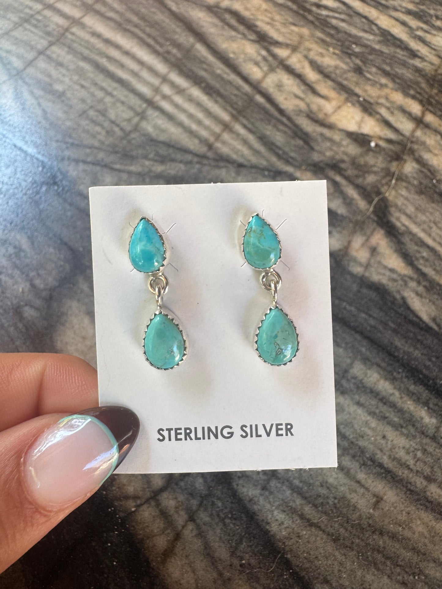 Two Stone Drop Earrings