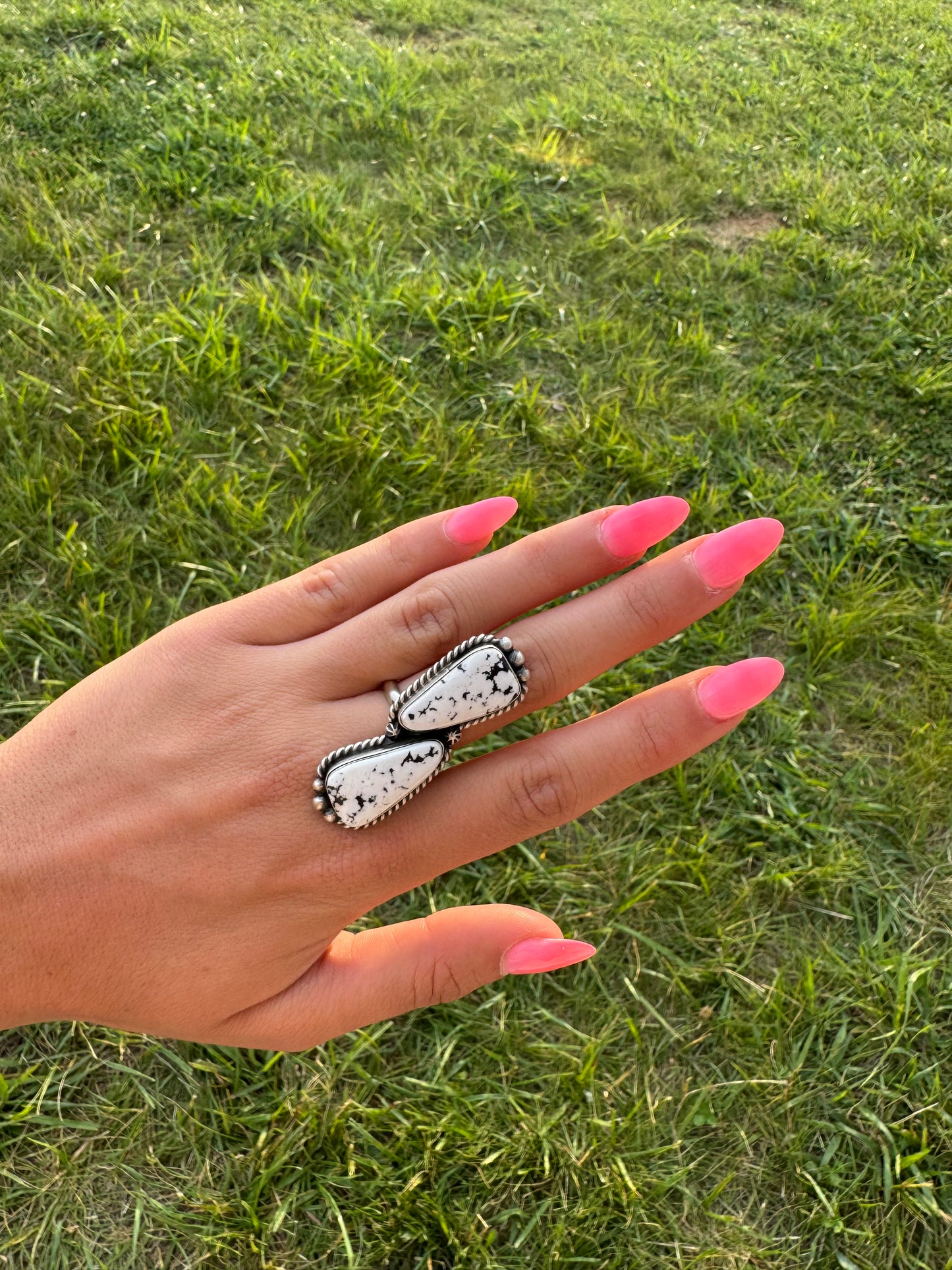 Adjustable White Buffalo Ring ￼
