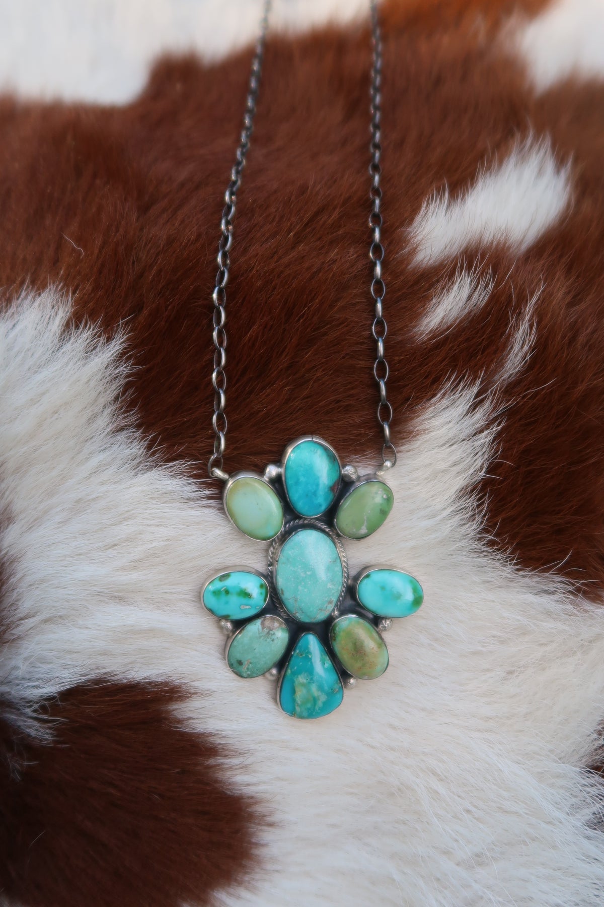 Large Mixed Turquoise Cluster Necklace
