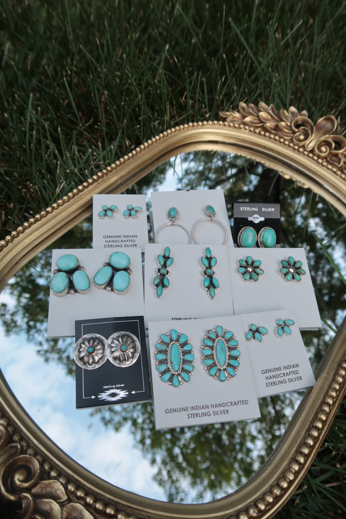 Three Stone Cluster Earrings