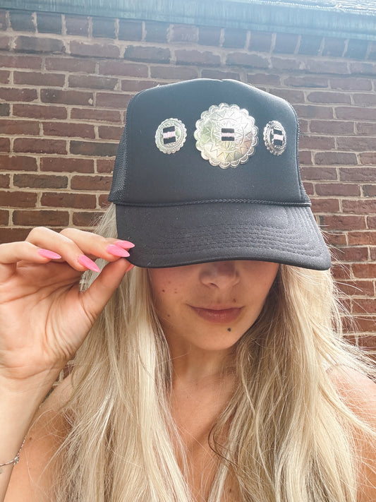 Black Multi Concho Hat