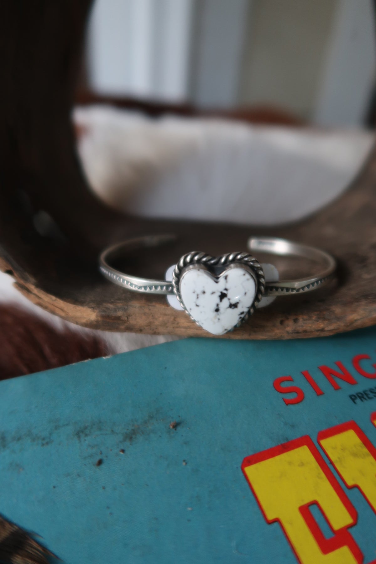 White Buffalo Heart Cuff