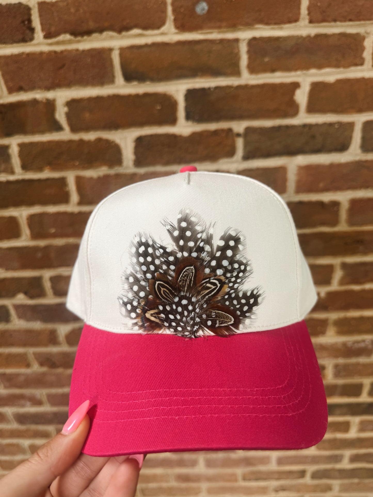 Hot Pink Canvas Feather Hat