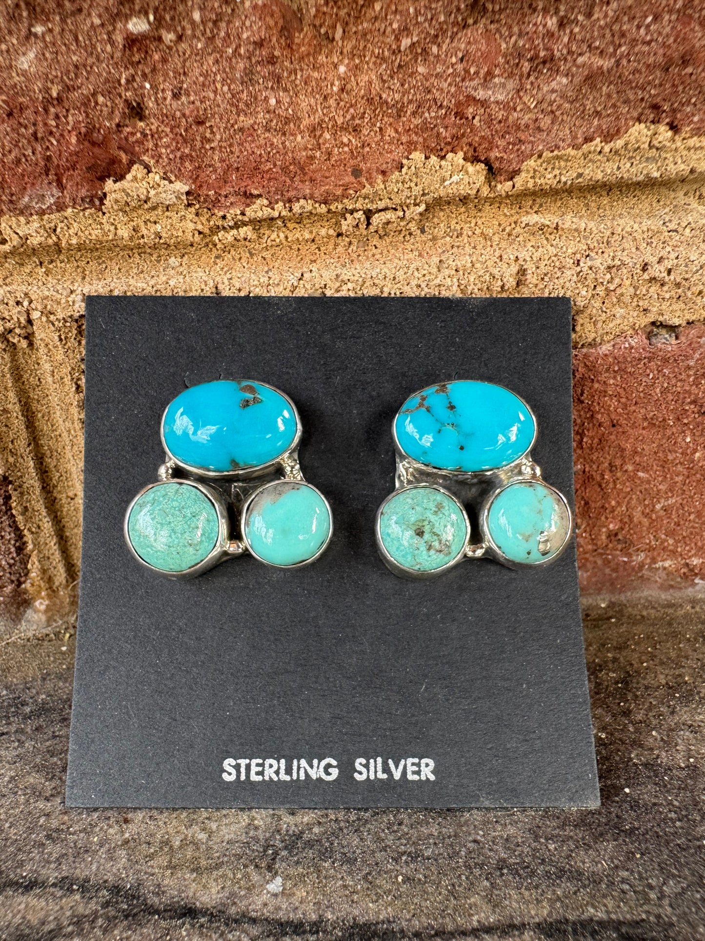 Sterling Silver 3 Stone Cluster Earrings